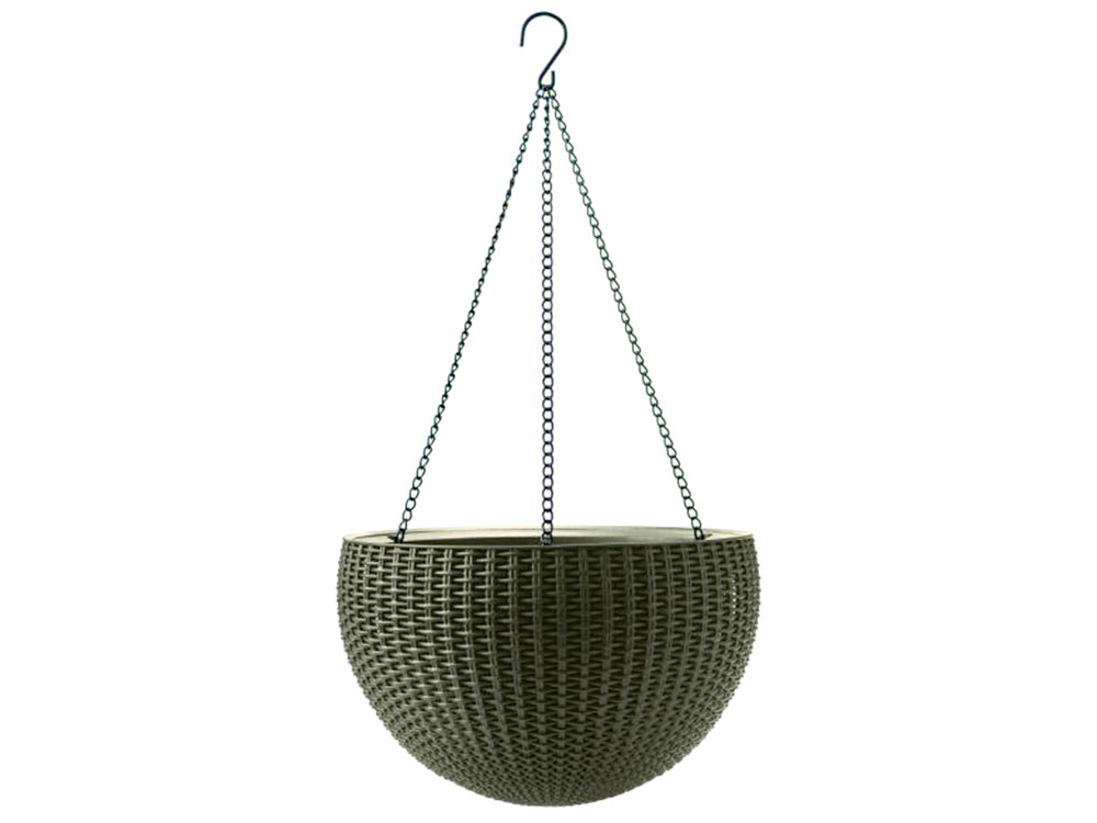 Цветочное подвесное кашпо Keter COZIES M из пластика под ротанг ⌀ 35 см, 8,6 л ВИСЯЩАЯ СФЕРА