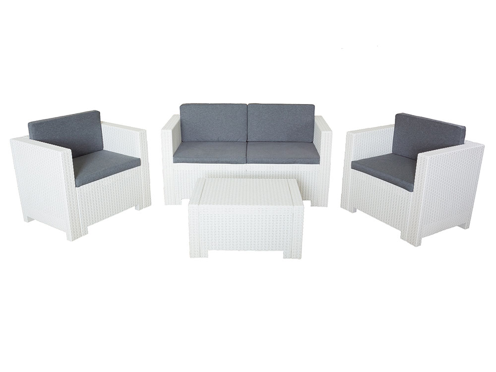 Уличный комплект пластиковой мебели b:rattan NEBRASKA 2 SET (4 места) под ротанг для террасы и лаунж зоны на балконе в садах и ресторанах.