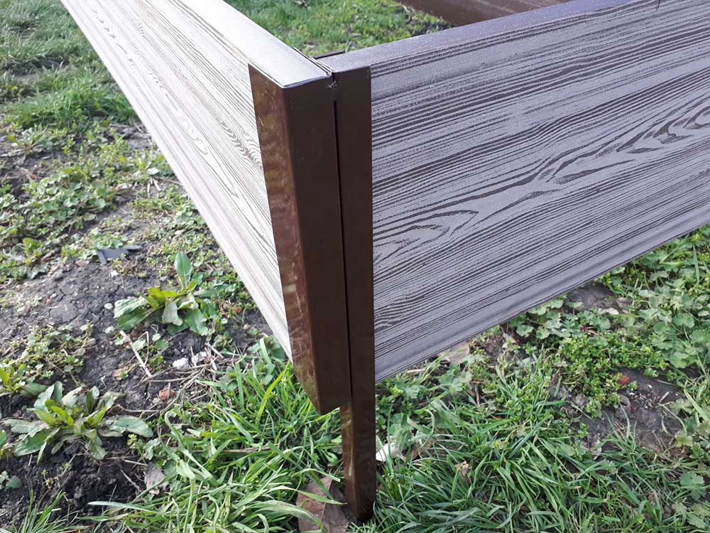 Высокая грядка Holzhof из ДПК (угловой элемент, МЕТАЛЛ) для доски 300х30 mm соеденитель