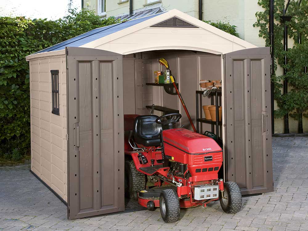 Сарай (хозблок) пластиковый KETER FACTOR 8x8 габариты 255 х 256,5 см с двускатной крышей для дачи или загородного дома