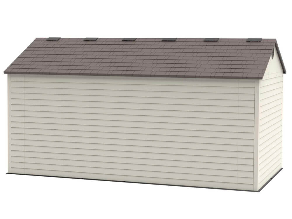 Сарай (хозблок) пластиковый LifeTime 15x8 DD 60079 габариты 239 х 452 см с двускатной крышей для дачи или загородного дома