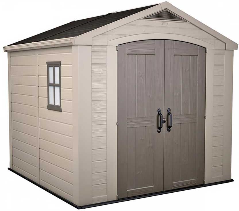 Сарай (хозблок) пластиковый KETER FACTOR 8x8 габариты 255 х 256,5 см с двускатной крышей для дачи или загородного дома